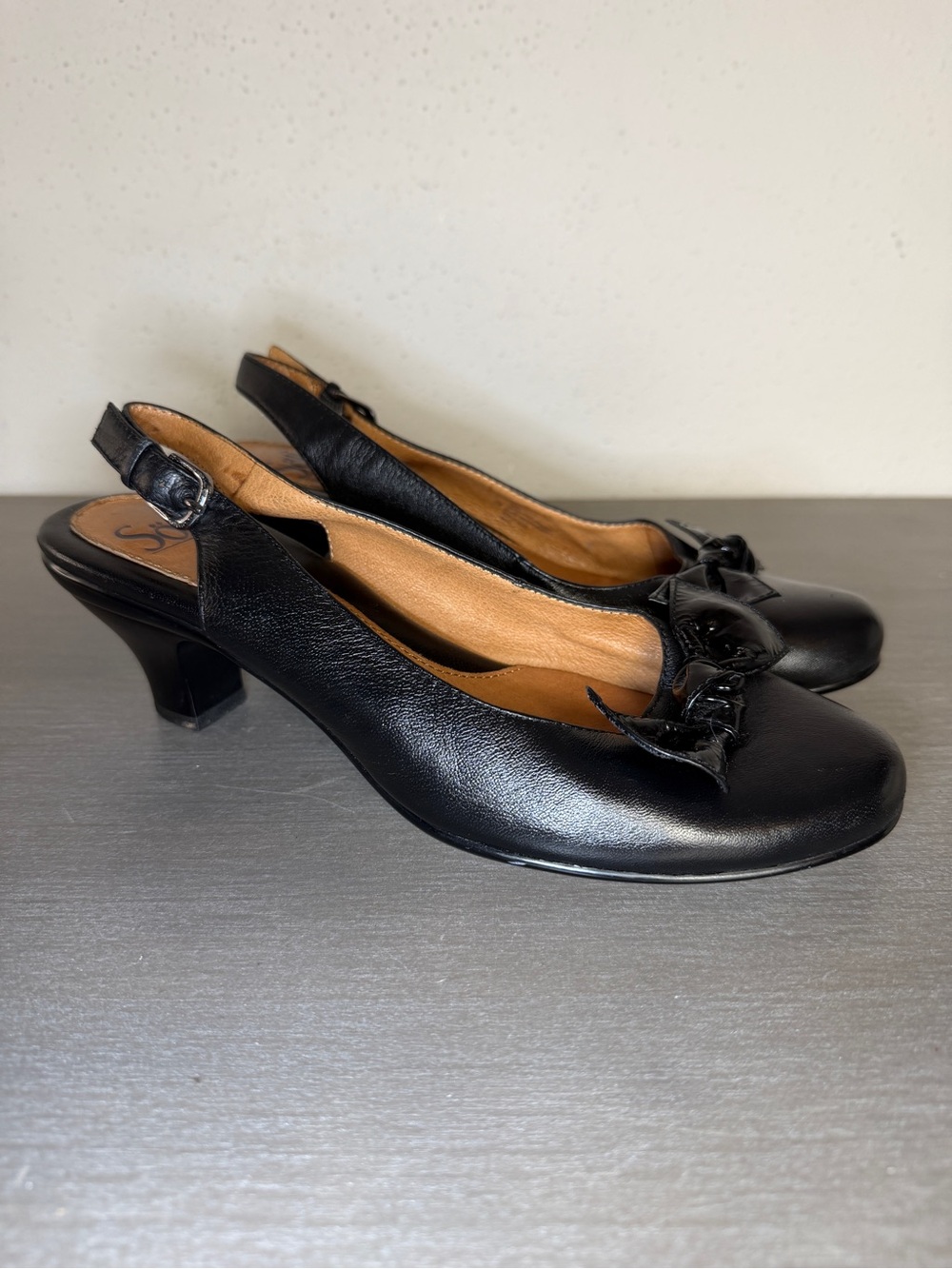 Sofft Krista Women’s Black Leather Heels Pumps Dress Work Shoes Size 7M